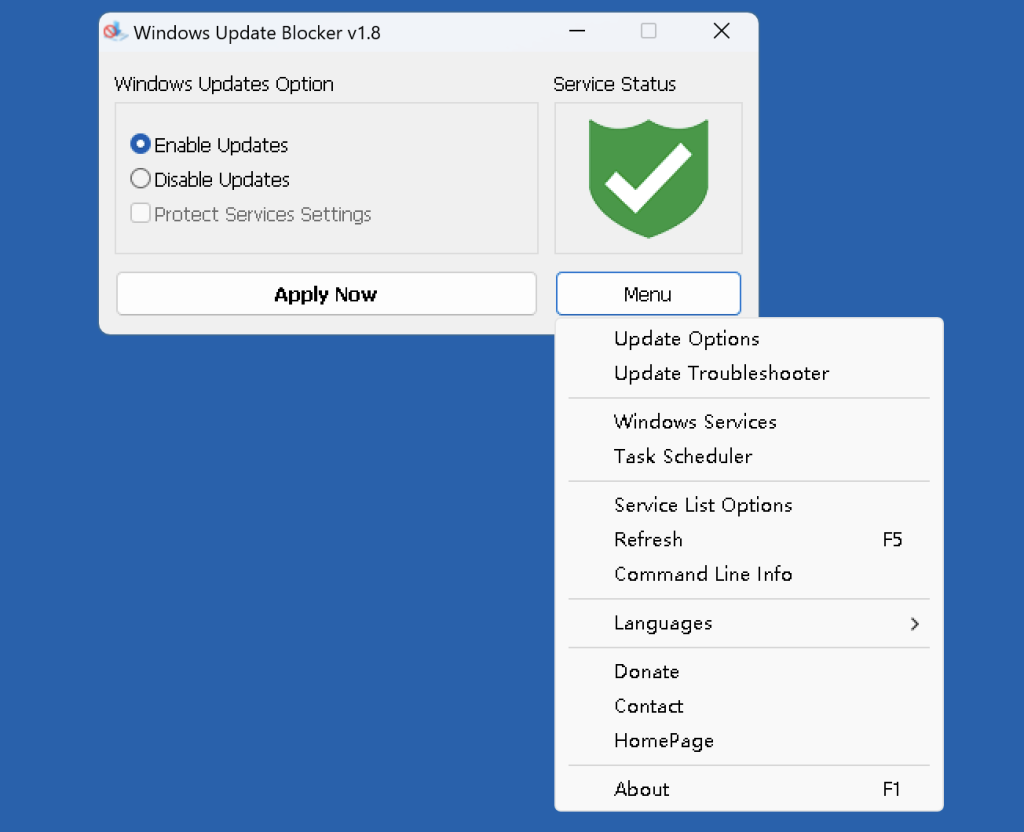 一键禁止 Windows 自动更新程序 v1.8