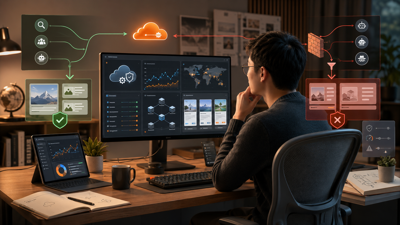 Cloudflare AI 流量分类示意